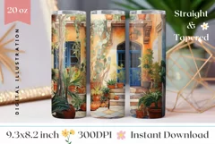 Tropical Tumbler Wrap Template, Summer Tumbler Sublimation Product Image 1