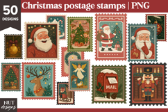 Christmas Bundle Postage Stamp 50 png Christmas illustration Product Image 1