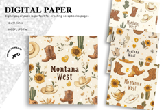 Western Cowboy Pattern Digital Paper Background Wallpaper_2 Product Image 1