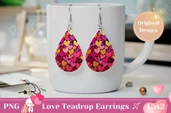 Love Hearts Teardrop Earrings, Valentine Earrings PNG Product Image 1