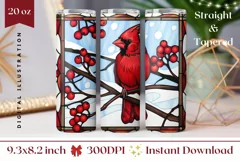 Christmas Tumbler Wrap, Stained Glass Cardinal Tumbler Product Image 1