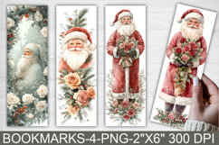 Floral Santa Printable Bookmarks Product Image 1