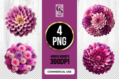Pink Dahlia Flower Clipart Sublimation PNG Product Image 1
