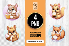 Cute Squirrel Eating Cupcake Clipart Sublimation PNG Product Image 1