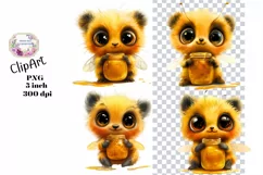Bees, Bears, Ephemera, PNG, watercolor, Clipart Product Image 1