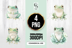 Cute Watercolor Frog Illustration Clipart Sublimation PNG Product Image 1