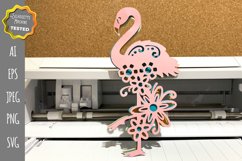 3D Floral Flamingo Layered Papercut SVG for Crafters Product Image 1