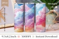Glitter Clouds Tumbler Wrap, Glitter Sky Tumbler Template Product Image 1
