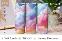 Glitter Clouds Tumbler Wrap, Glitter Sky Tumbler Template Product Image 1