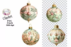 Christmas, Ornaments, Ephemera, PNG, watercolor, Clipart Product Image 1