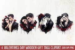 Gothic Valentines Day Clipart, Valentine Skeleton Product Image 1