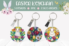 Stained Glass Lamb Keychain Designs, Easter Lamb PNG Product Image 1