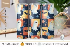 Cute Halloween Tumbler Wrap, Funny Ghost Tumbler Template Product Image 1