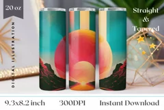 Retro Space Tumbler Wrap Design, Futuristic Tumbler Design Product Image 1