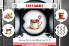Vintage Farmhouse Christmas Car Coaster Product Image 1