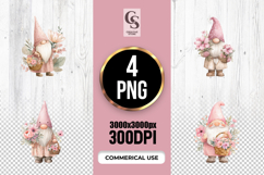 Floral Gnome Watercolor Clipart Sublimation PNG Product Image 1