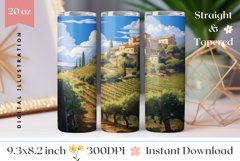 Vineyard Tumbler Wrap Design, Vintage Summer Tumbler PNG Product Image 1