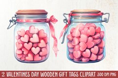 Retro Valentine Watercolor Clipart, Pink Valentine Product Image 1