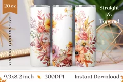 Flowers Tumbler Wrap Template, Flowers Sublimation Design Product Image 1