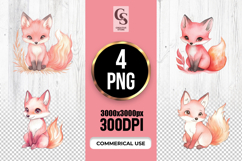 Cute Pink Fox Watercolor Clipart Sublimation PNG Product Image 1