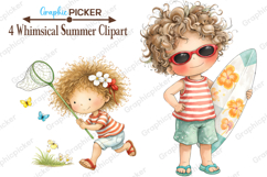 Whimsical Summer Boys Clipart, Whimsical Summer Clipart Product Image 1