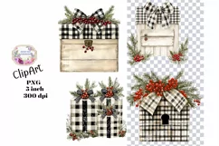 Christmas, Presents, Ephemera, PNG, watercolor, Clipart Product Image 1