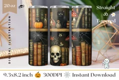 Black Cat Tumbler Wrap Design, Skull Tumbler Template Product Image 1