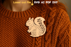 Squirrel Christmas Pin SVG laser cut files for Glowforge Product Image 1