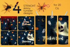 Funny Halloween | 4 Skinny tumbler sublimation designs, JPG Product Image 1