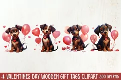 Cute Valentine Dog Clipart, Valentines Day Dog Clipart Product Image 1
