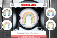 Botanical Boho Rainbow Car Coaster Product Image 1