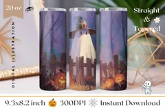 Art Halloween Tumbler, Cute Ghost Tumbler Template Product Image 1