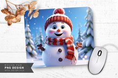 Minimalist Snowman with Snowy Wonderland Mouse Pad Design Product Image 1
