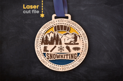 Snowkiting Sport Medal SVG laser cut files for Glowforge Product Image 1