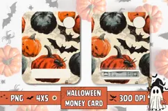 Cartoon Pumpkins Money Card Design, Cartoon Bats Money Card Product Image 1