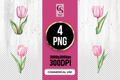 Pink Tulip Flower Clipart Sublimation PNG Product Image 1