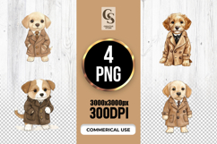 Cute Trench Coat Dog Clipart PNG Product Image 1