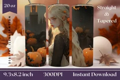 Halloween Girl Tumbler Wrap Design, Halloween Sublimation Product Image 1