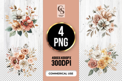 Rustic Floral Bouquet Clipart Sublimation PNG Product Image 1
