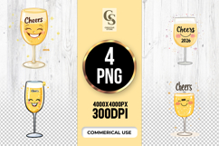 Cute Cheers Champagne Clipart Sublimation PNG Product Image 1