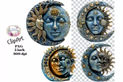 Moon, Sun, Stars, Fantasy, Ephemera, PNG, Clipart Product Image 1