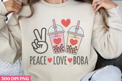 Peace Love Boba PNG, Boba Sublimation PNG Product Image 1