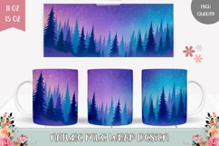 Night Sky Mug Template, Night Forest Mug Wrap Design Product Image 1