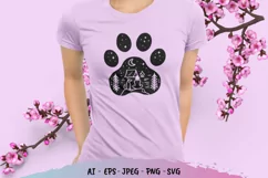 Monogram Girl and Pet at Campsite in Animal Paw SVG Product Image 2