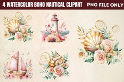 Watercolor Boho Nautical Clipart PNG Product Image 1