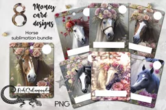 Horse & Flowers | 8 Money Card Fantasy Sublimation designs Product Image 1