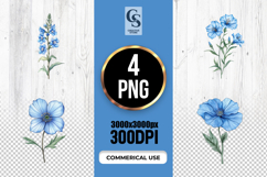 Blue Wildflower Clipart Sublimation PNG Product Image 1