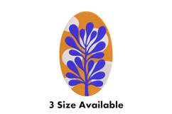 Modern Blue Leaf Abstract Oval Embroidery Design Product Image 1