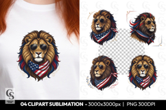 Patriotic Lion Clipart PNG Product Image 1