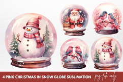 Pink Christmas in Snow Globe Sublimation Product Image 1